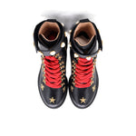 Gucci Women's Heeled Lace-Up Combat Ankle Boots Embroidered Leather - Image 2