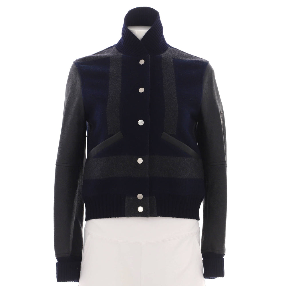 Hermès Women's Colorblock Bomber Jacket Leather with Cashmere Blend