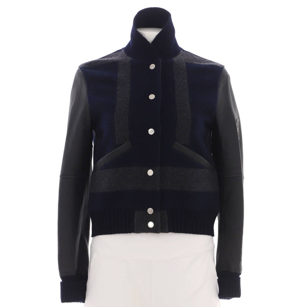 Hermès Women's Colorblock Bomber Jacket Leather with Cashmere Blend