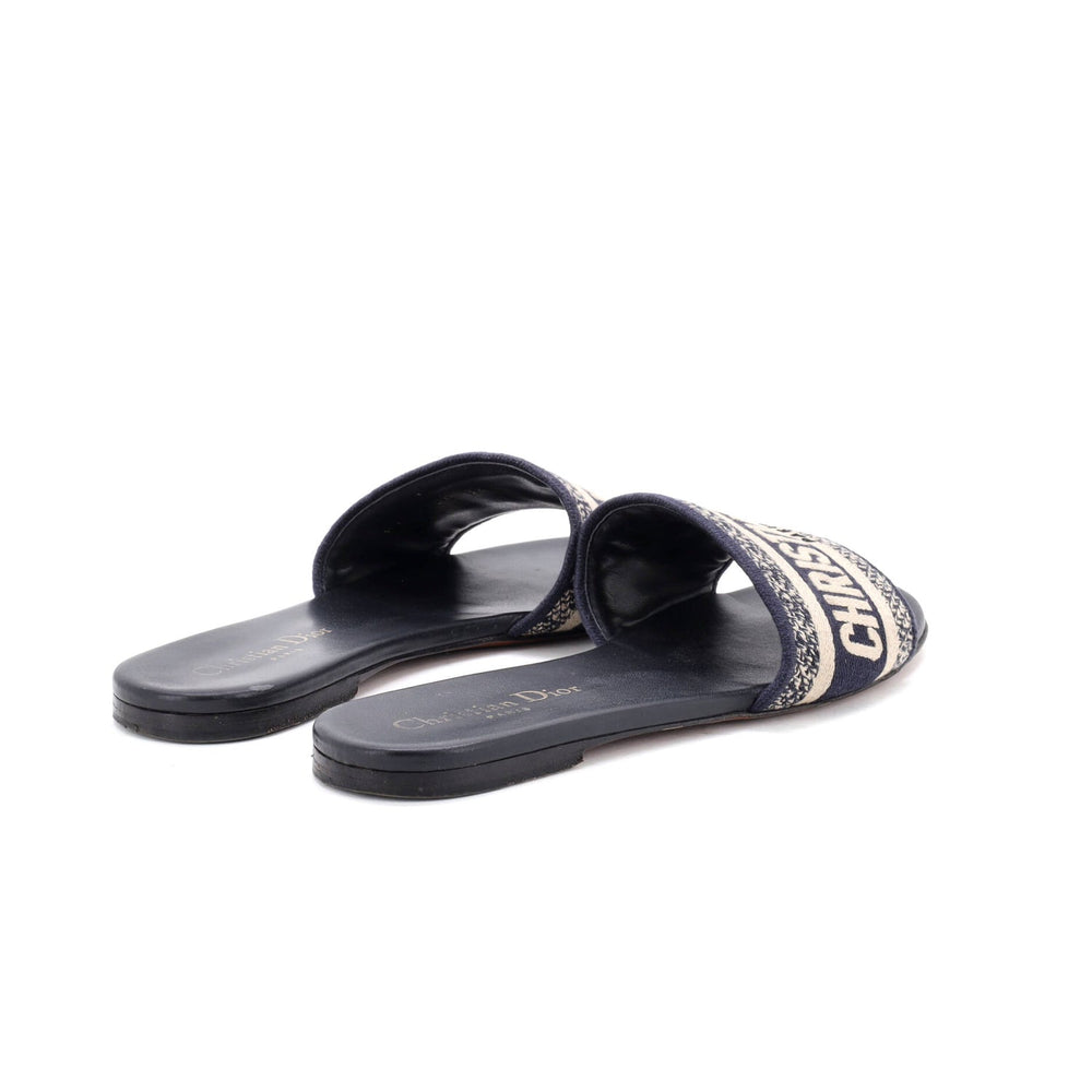 Christian Dior Women's Dway Flat Sandals Embroidered Canvas