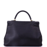 Hermès Kelly Handbag Black Clemence with Gold Hardware - Image 2