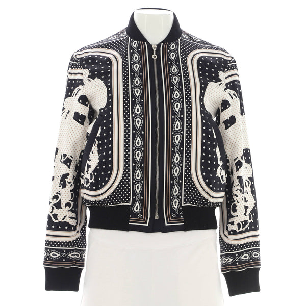 Hermès Women's Zip Bomber Jacket Printed Silk