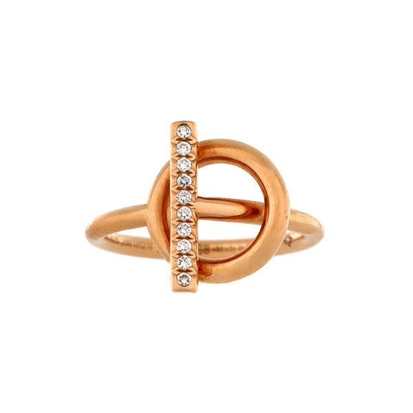 Hermès Echappée Ring 18K Rose Gold and Diamonds Small